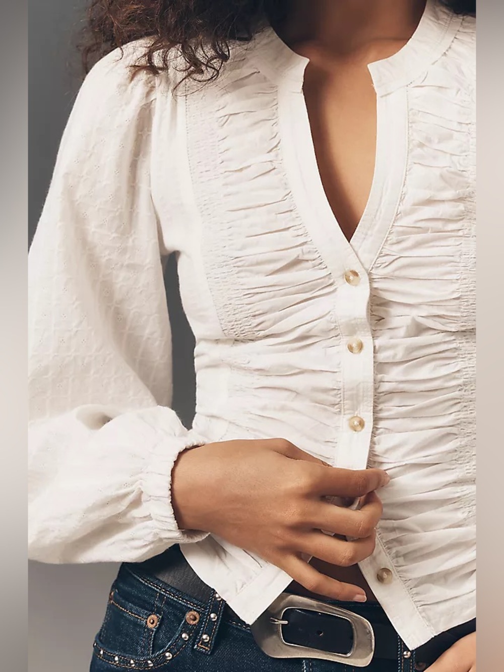 NWT Anthropologie Pilcro Long Sleeve Reworked Button Down Top Size XL White - Picture 3 of 13